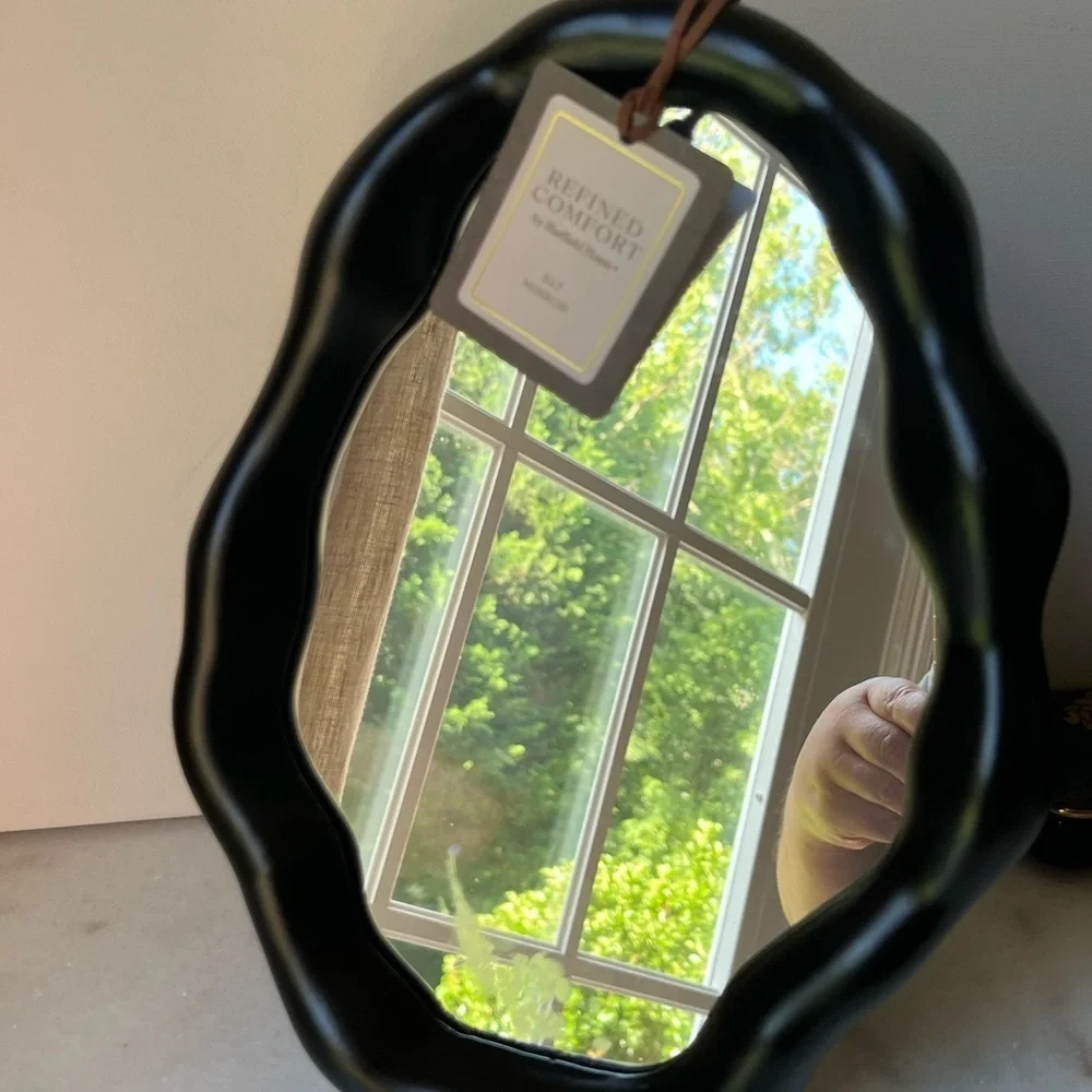 Black irregular frame vanity table top mirror 10”x8” wall mirror